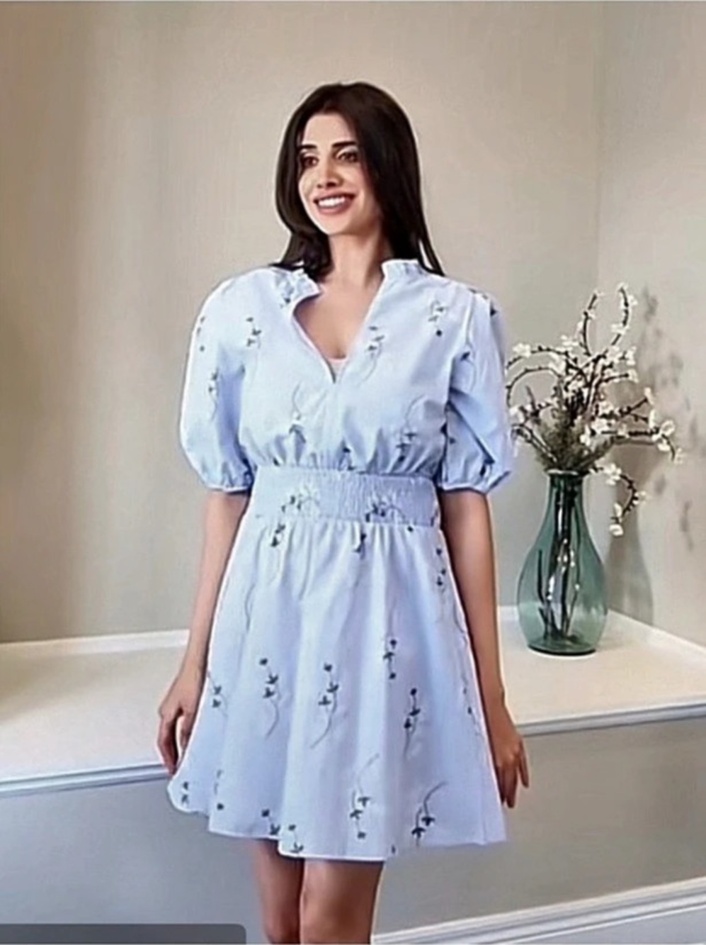 Zara Embroidered floral mini dress